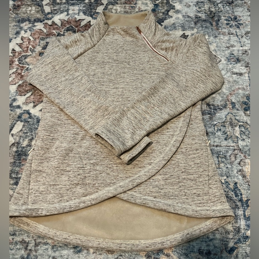 Athleta Cozy Karma Asym Pullover Sweatshirt Rose Gold MEDIUM